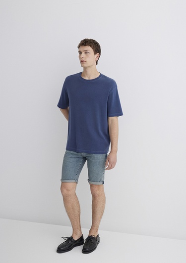  Mavi Tim Street Gölgeli Indigo Mavisi Jean Şort 0428489645