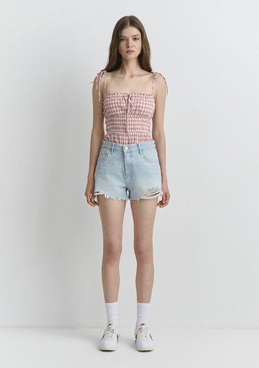  Mavi Tyra 90lar Buz Mavi Jean Şort 1410011-89737