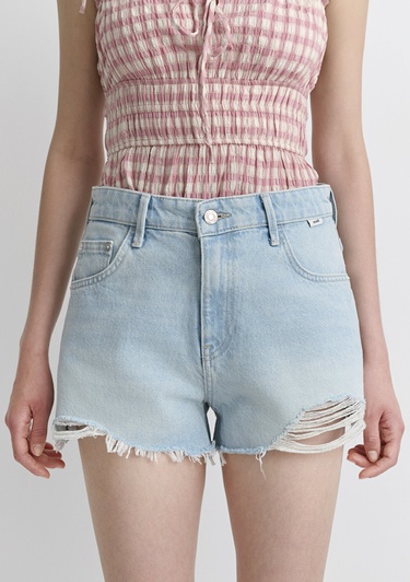  Mavi Tyra 90lar Buz Mavi Jean Şort 1410011-89737