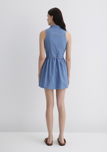  Mavi Raven Akdeniz Yıldız Baskılı Indigo Mavisi Jean Elbise 1310660-89760