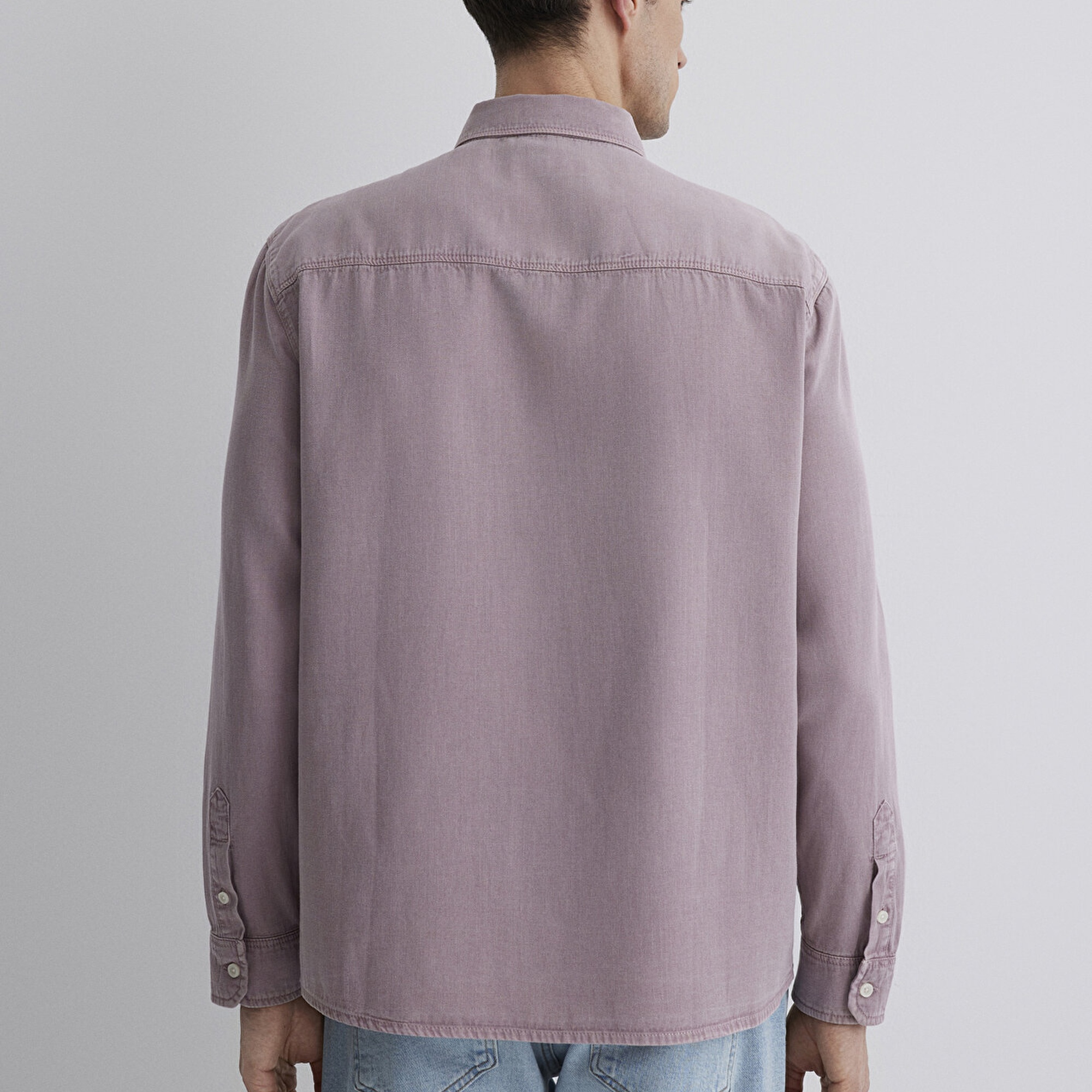 Mavi Keten Karışımlı Pembe Tencel TM Liyosel Gömlek Regular Fit / Normal Kesim 0211482-89596