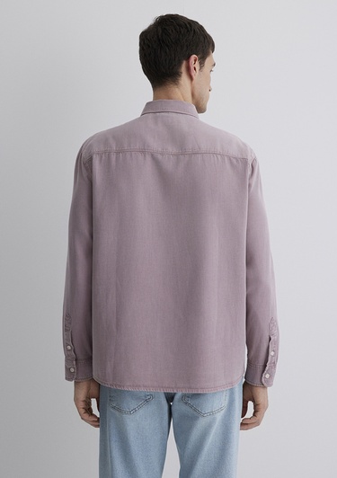  Mavi Keten Karışımlı Pembe Tencel TM Liyosel Gömlek Regular Fit / Normal Kesim 0211482-89596