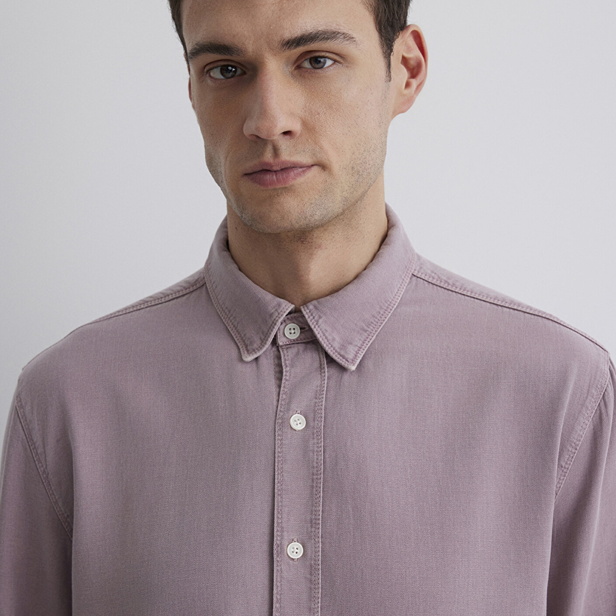 Mavi Keten Karışımlı Pembe Tencel TM Liyosel Gömlek Regular Fit / Normal Kesim 0211482-89596