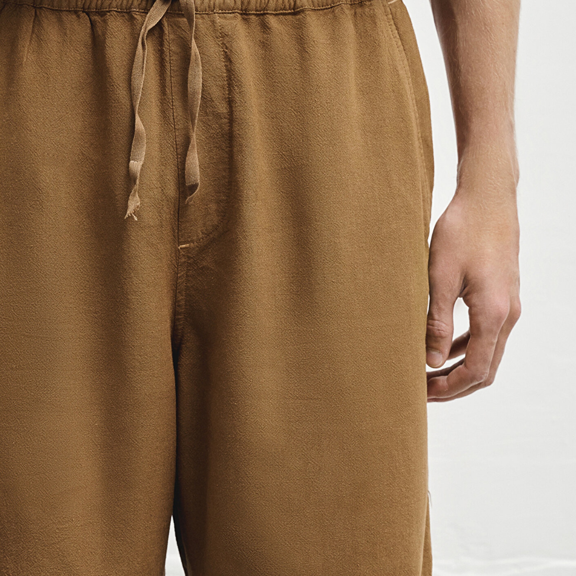 Mavi Keten Karışımlı Kahverengi Şort 0410299-82337