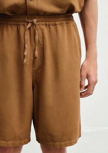  Mavi Keten Karışımlı Kahverengi Şort 0410299-82337