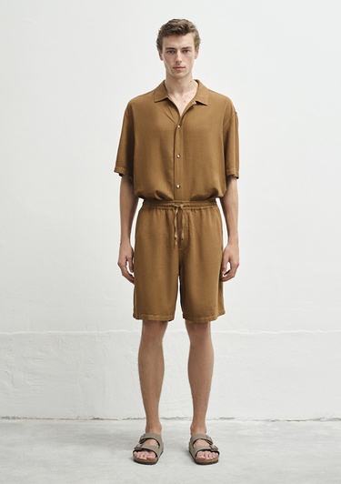  Mavi Keten Karışımlı Kahverengi Şort 0410299-82337