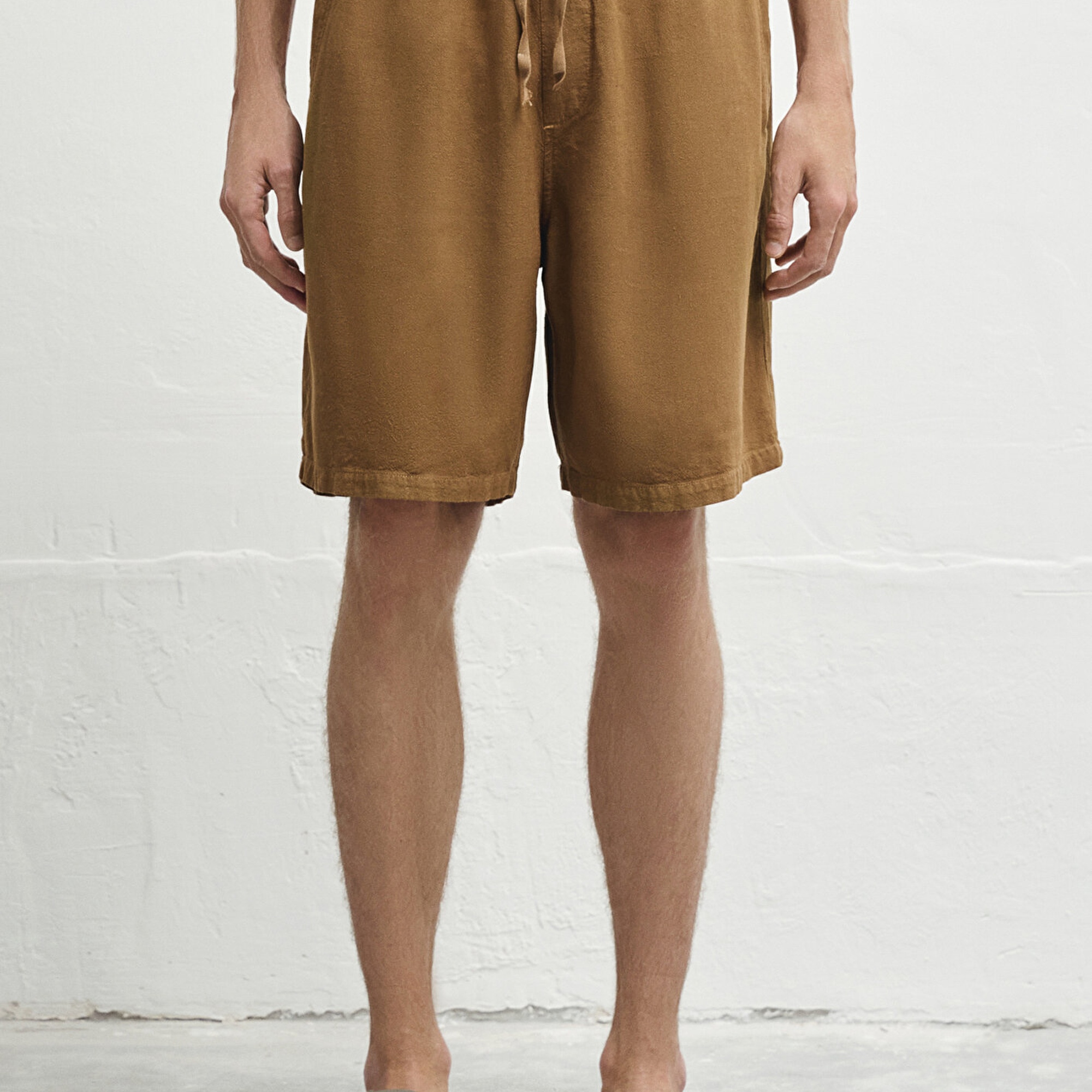 Mavi Keten Karışımlı Kahverengi Şort 0410299-82337