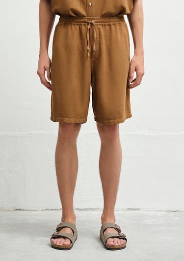  Mavi Keten Karışımlı Kahverengi Şort 0410299-82337