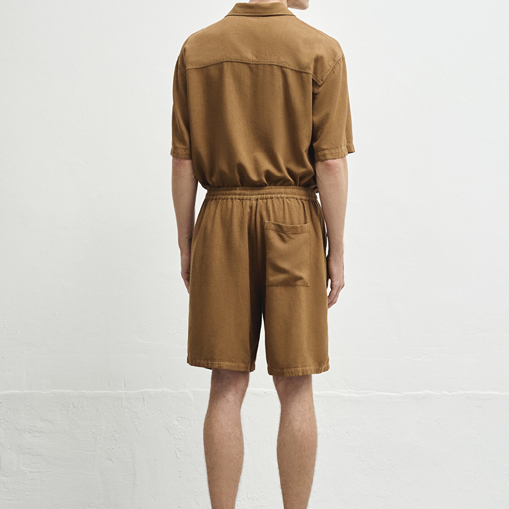 Mavi Keten Karışımlı Kahverengi Şort 0410299-82337