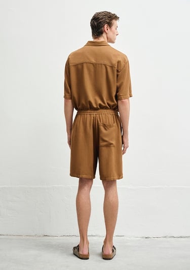  Mavi Keten Karışımlı Kahverengi Şort 0410299-82337