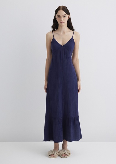  Mavi Keten Karışımlı Lacivert Elbise 1310797-70495