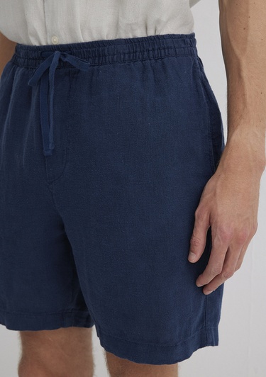  Mavi Lacivert Keten Şort  0410103-82183