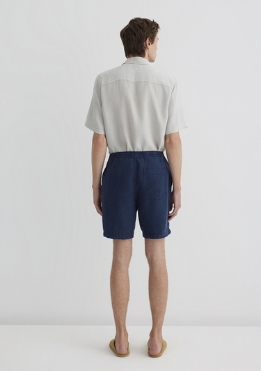  Mavi Lacivert Keten Şort  0410103-82183