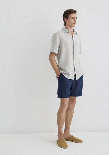  Mavi Lacivert Keten Şort  0410103-82183