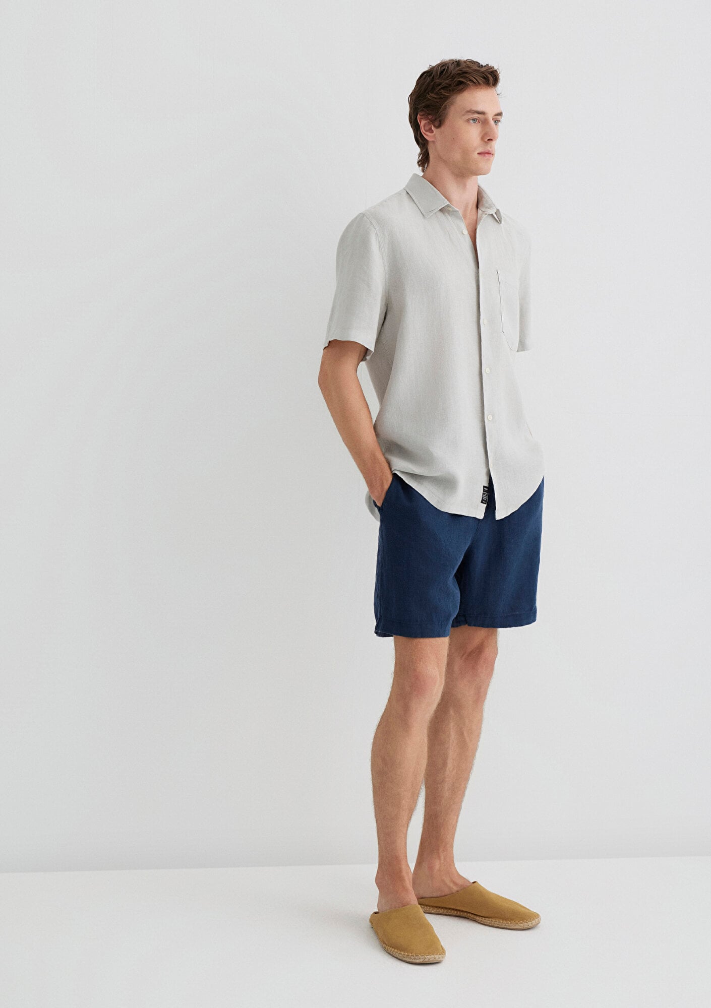  Mavi Lacivert Keten Şort  0410103-82183