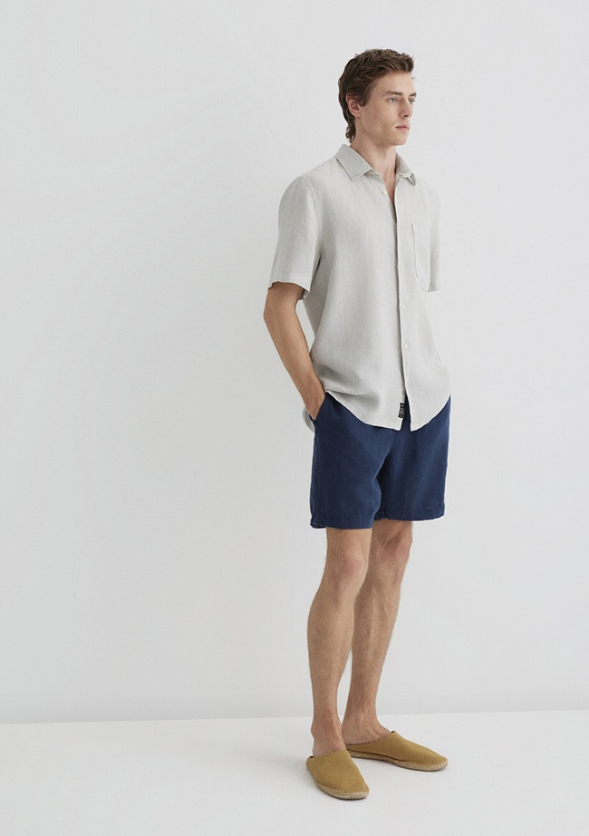  Mavi Lacivert Keten Şort  0410103-82183