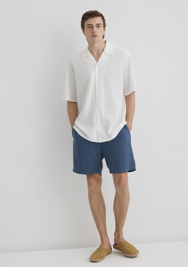  Mavi Mavi Keten Şort 0410103-89798