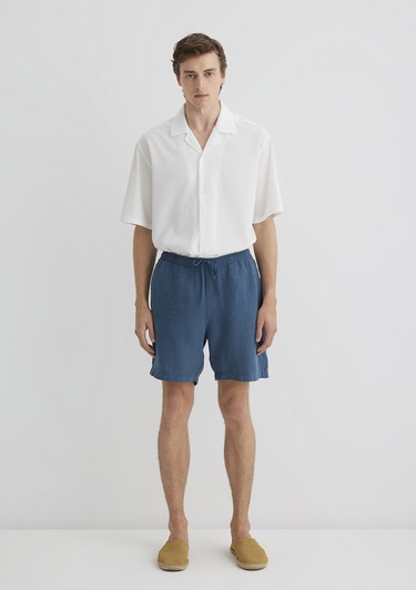  Mavi Mavi Keten Şort 0410103-89798