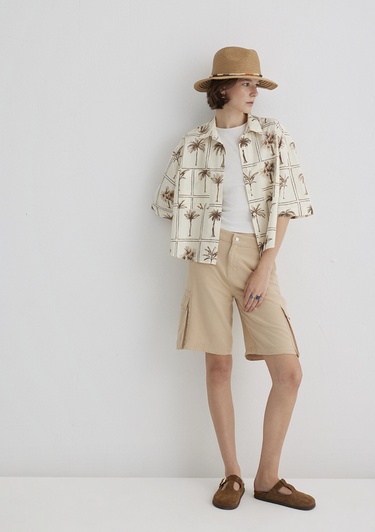  Mavi Kahverengi Kargo Şort 1410233-87119