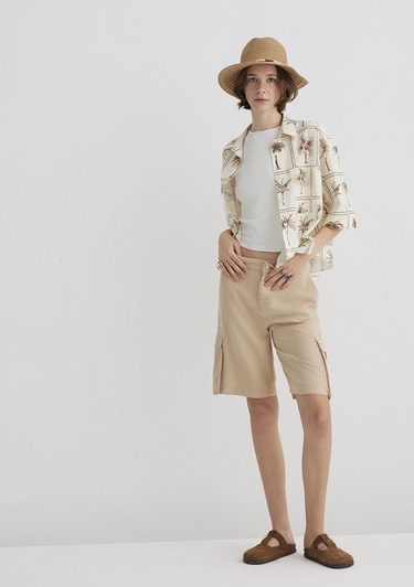  Mavi Kahverengi Kargo Şort 1410233-87119