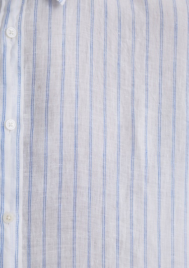  Mavi Çizgili Keten Gömlek Regular Fit / Normal Kesim 0211633-90794