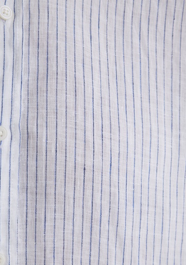  Mavi Çizgili Keten Gömlek  0211634-90795