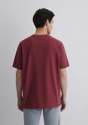  Mavi Baskılı Bordo Tişört Loose Fit / Bol Rahat Kesim 0612629-70423