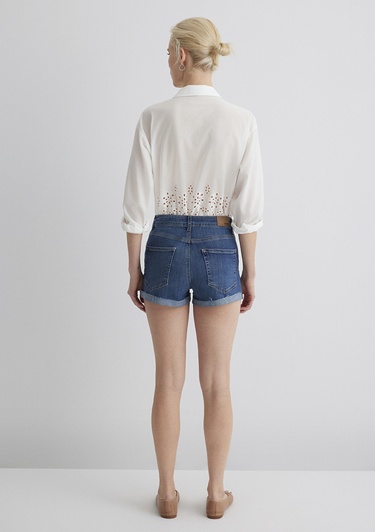  Mavi Vivia Cuffed Dark Flex Blue Jean Şort 1411217-89702