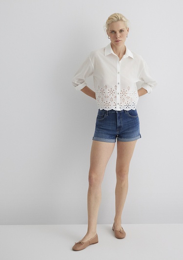  Mavi Vivia Cuffed Dark Flex Blue Jean Şort 1411217-89702