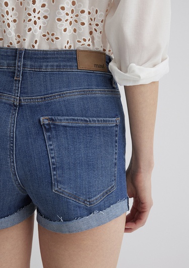  Mavi Vivia Cuffed Dark Flex Blue Jean Şort 1411217-89702