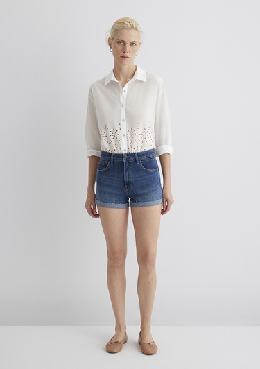  Mavi Vivia Cuffed Dark Flex Blue Jean Şort 1411217-89702