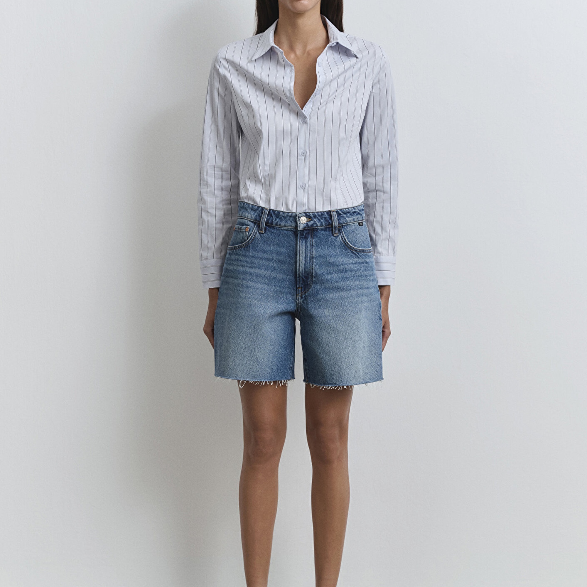 Mavi Lidia Real Blue Puslu Koyu Mavi Jean Şort 1410145-89744