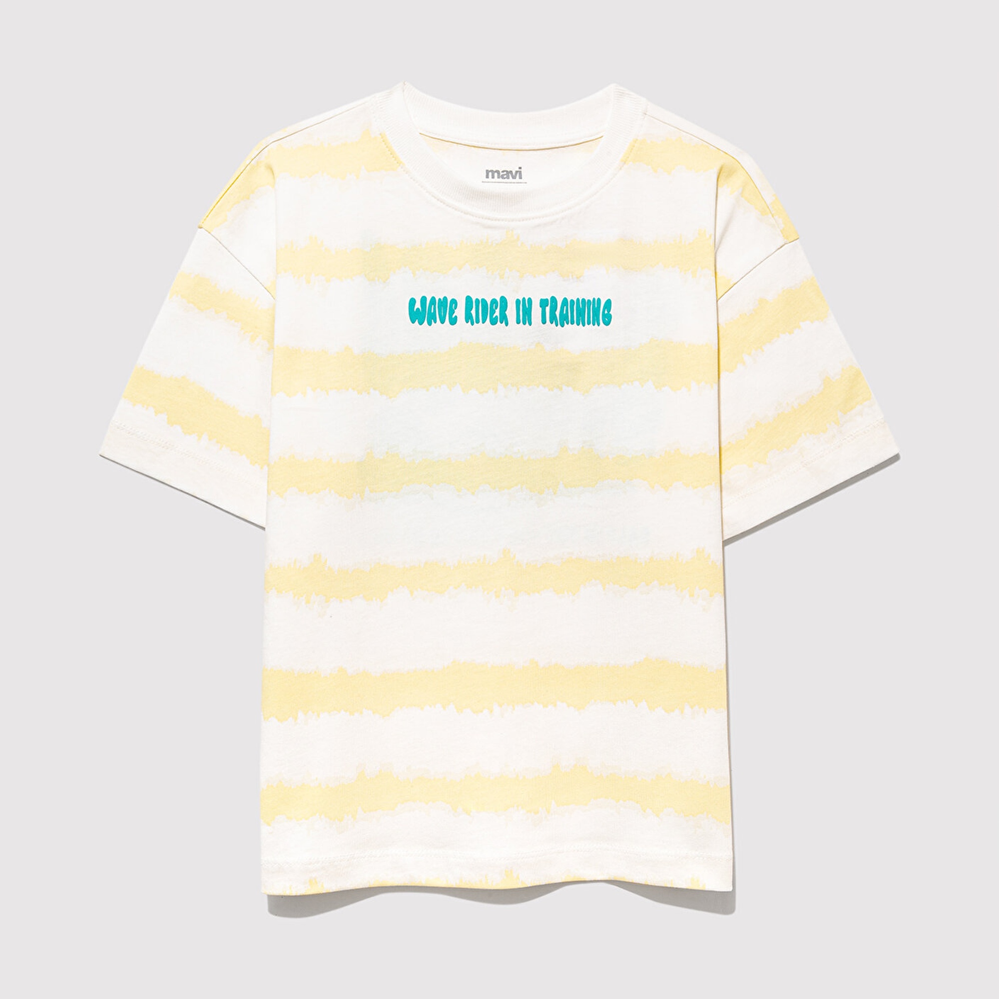 Mavi Baskılı Sarı Tişört Oversize / Geniş Kesim 6610333-89949