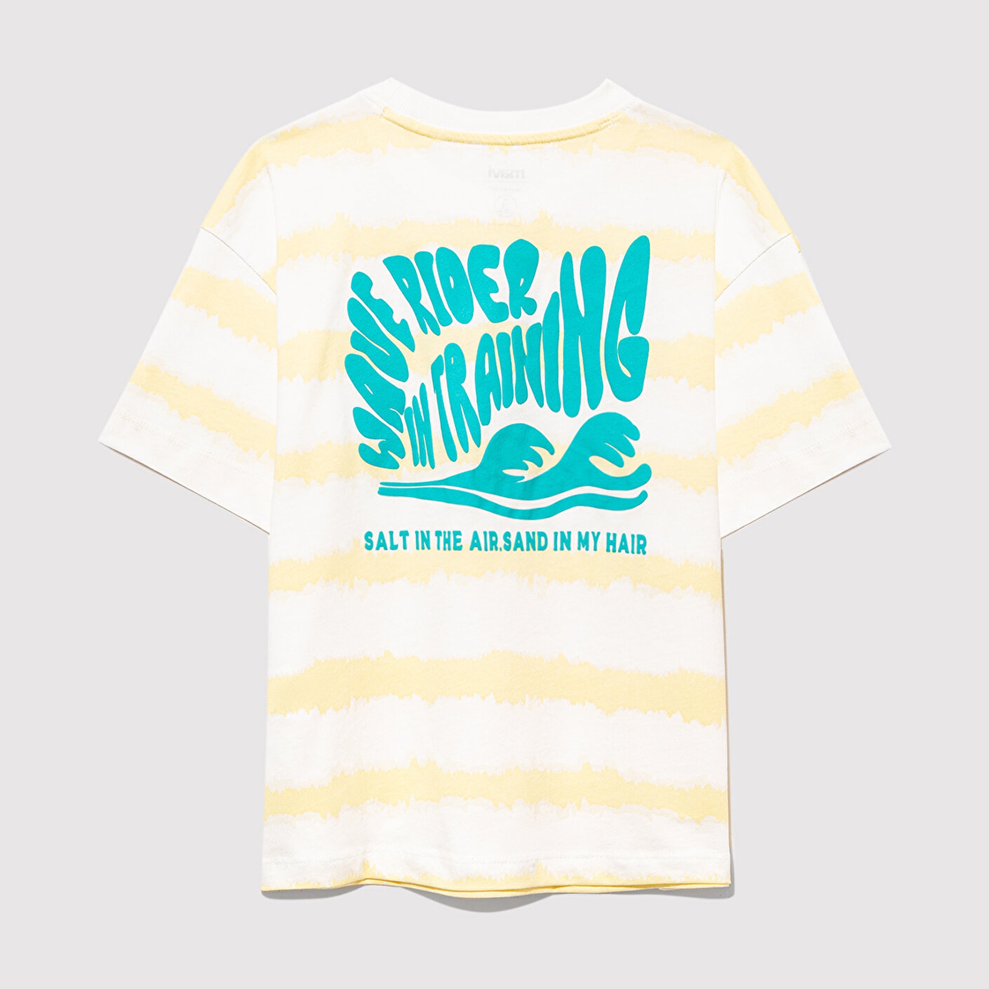 Mavi Baskılı Sarı Tişört Oversize / Geniş Kesim 6610333-89949