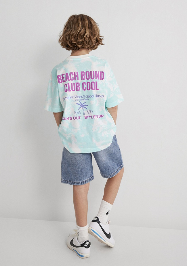  Mavi Baskılı Batik Mavi Tişört Oversize / Geniş Kesim 6610334-89717