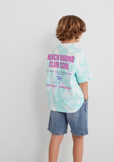  Mavi Baskılı Batik Mavi Tişört Oversize / Geniş Kesim 6610334-89717