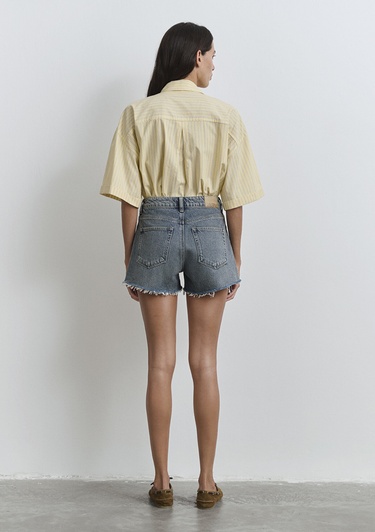  Mavi Rosie 90lar Puslu Indigo Mavisi Jean Şort 1447489740