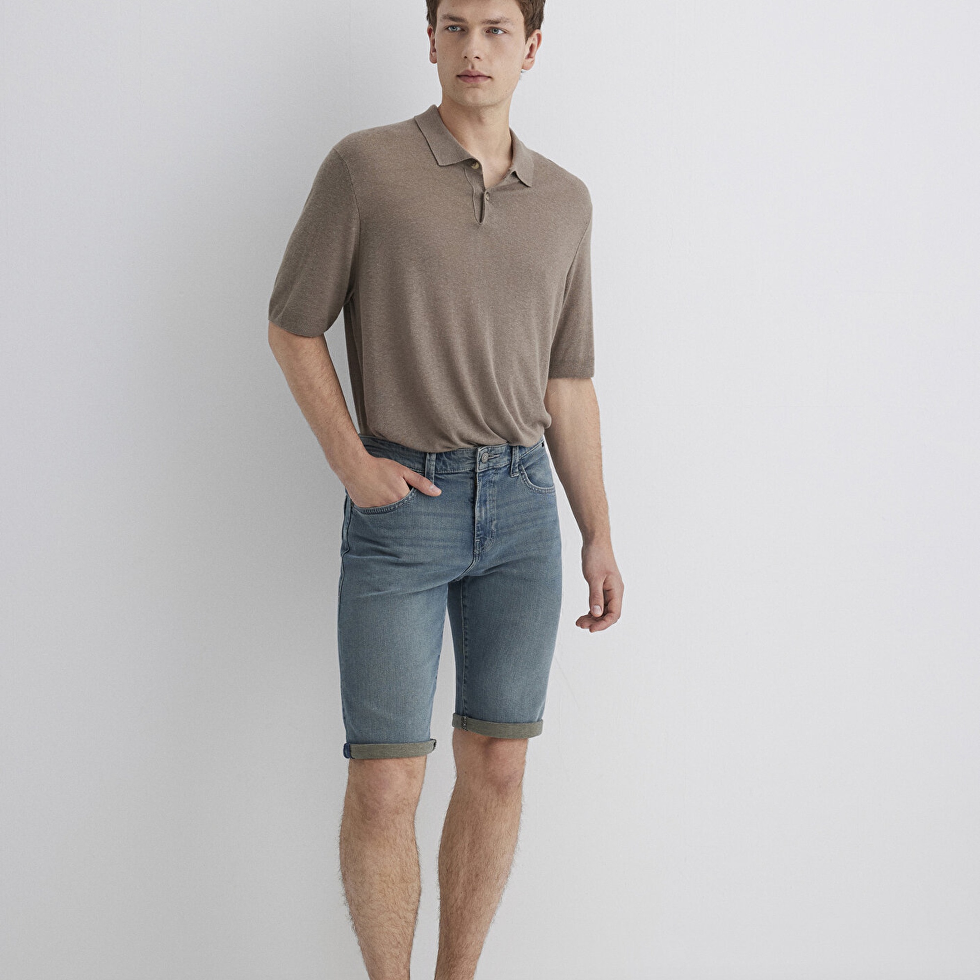 Mavi Nicholas Mavi Premium Vintage Puslu Indigo Jean Şort 0416089816