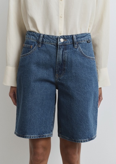  Mavi Melina Real Blue Puslu Koyu Mavi Jean Şort 1410144-89745