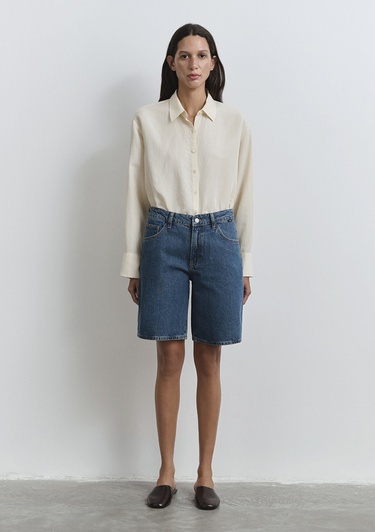  Mavi Melina Real Blue Puslu Koyu Mavi Jean Şort 1410144-89745