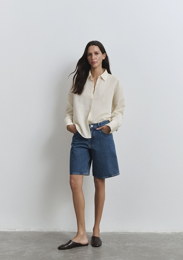  Mavi Melina Real Blue Puslu Koyu Mavi Jean Şort 1410144-89745