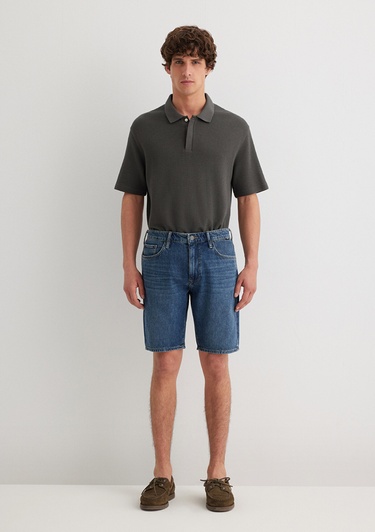  Mavi Lucas Street Gölgeli Koyu Mavi Jean Şort 0412607-89929