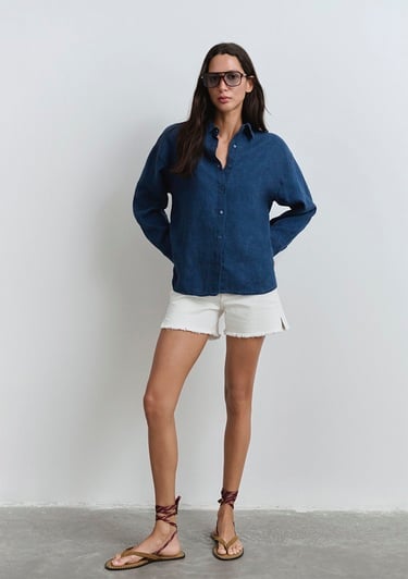  Mavi Heidi 90lar Kırık Beyaz Jean Şort 1410057-90426