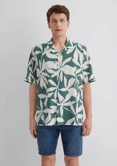  Mavi Baskılı Gömlek Loose Fit / Bol Rahat Kesim 0211533-89922