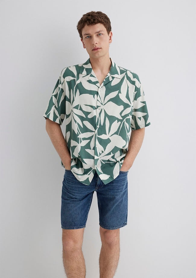  Mavi Baskılı Gömlek Loose Fit / Bol Rahat Kesim 0211533-89922