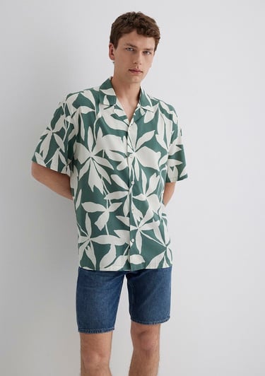  Mavi Baskılı Gömlek Loose Fit / Bol Rahat Kesim 0211533-89922