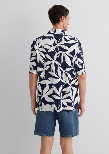  Mavi Baskılı Mavi Gömlek Loose Fit / Bol Rahat Kesim 0211533-89921