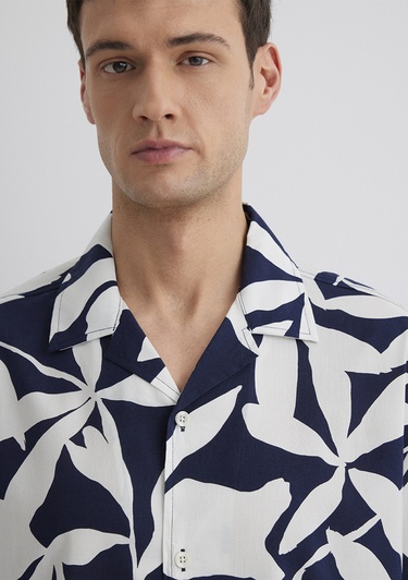  Mavi Baskılı Mavi Gömlek Loose Fit / Bol Rahat Kesim 0211533-89921