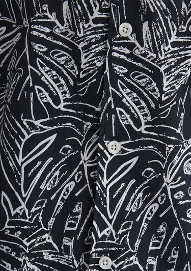  Mavi Kısa Kollu Baskılı Gömlek Loose Fit / Bol Rahat Kesim 0211535-90436