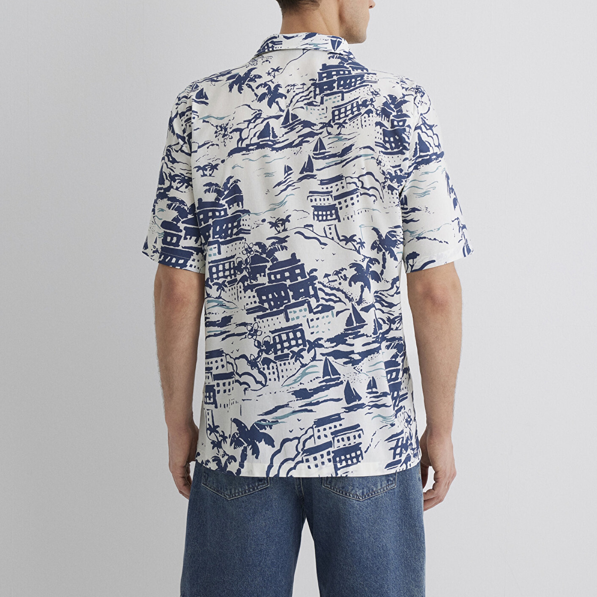 Mavi Baskılı Mavi Gömlek Regular Fit / Normal Kesim 0211491-89887